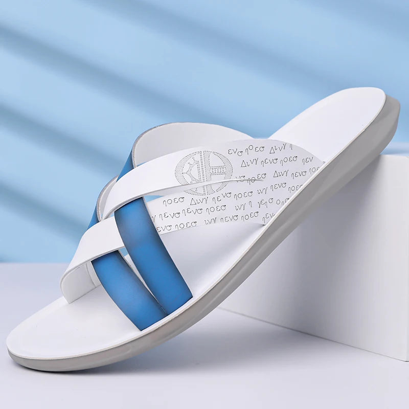 Sandales Homme Été – Bride Simple, Semelle Douce, Antidérapantes, Style Street | Blanc, Bleu ou Chocolat