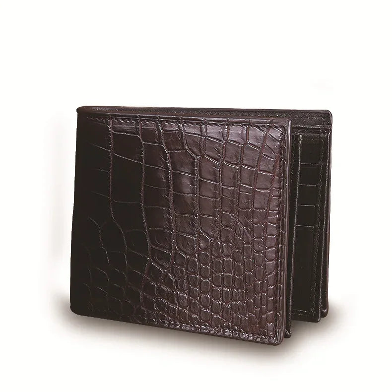 Portefeuille Court Homme Cuir Crocodile Véritable Motif Alligator – CLEVI Paris