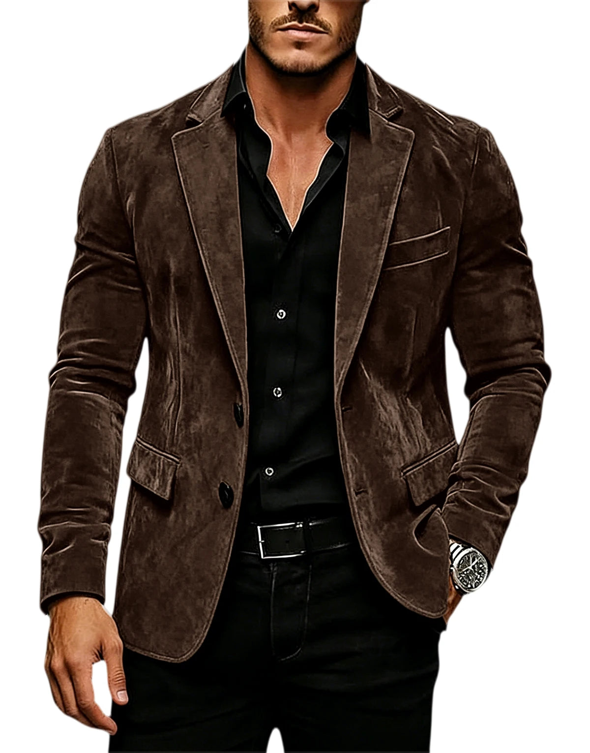 Blazer homme en velours effet suédé 2 boutons – CLEVI Paris