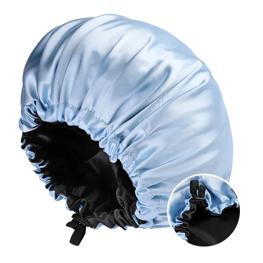 Bonnet de Nuit Double Couche Satin Réversible — CLEVI Paris