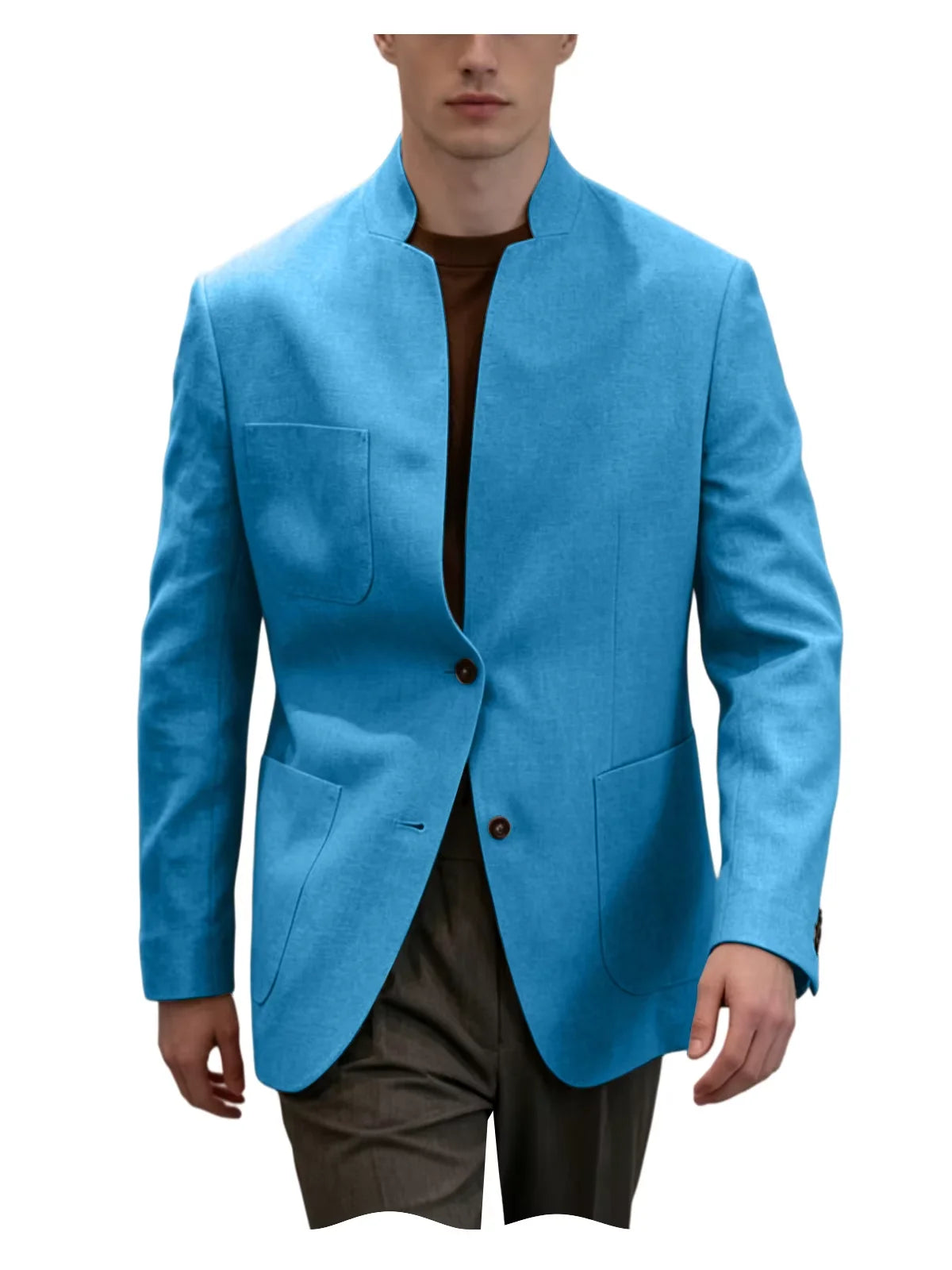 Blazer Lin Homme Col Mandarin – CLEVI Paris