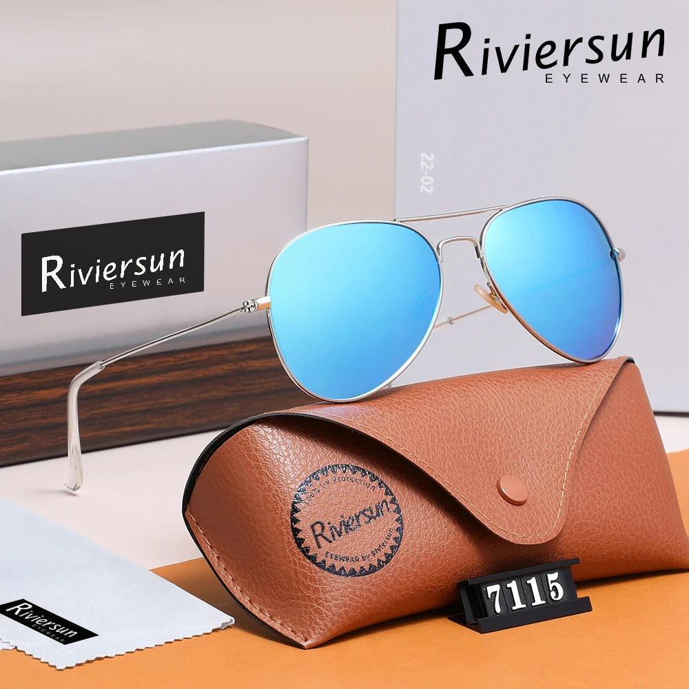 Lunettes de Soleil Aviateur Polarisées Unisexe RIVIERSUN – Monture Alliage Miroir UV400 – CLEVI Paris