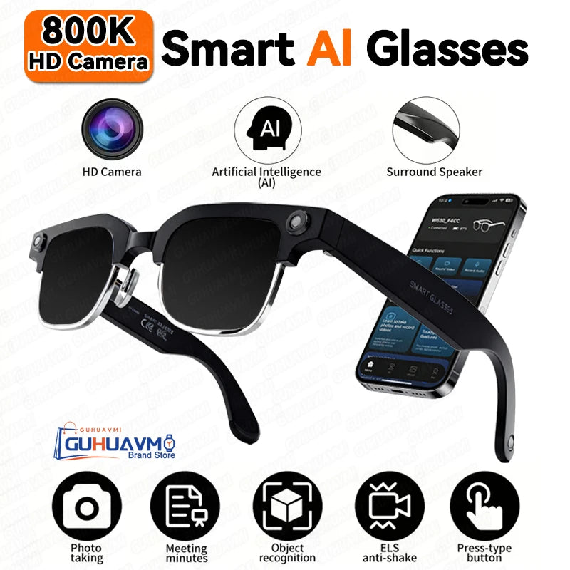 Lunettes Intelligentes AI GUHUAVMI W630 Double Caméra 8MP Wi-Fi Assistant Vocal – CLEVI Paris