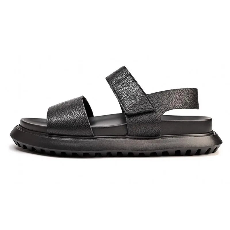 Sandales Homme Cuir de Vache Véritable Plateforme Velcro Antidérapantes – CLEVI Paris