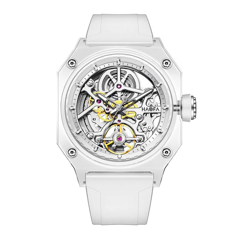 Montre Homme Automatique Squelette Boîtier Cristal Transparent Double Face Lumineux Haofa 2208 – CLEVI Paris