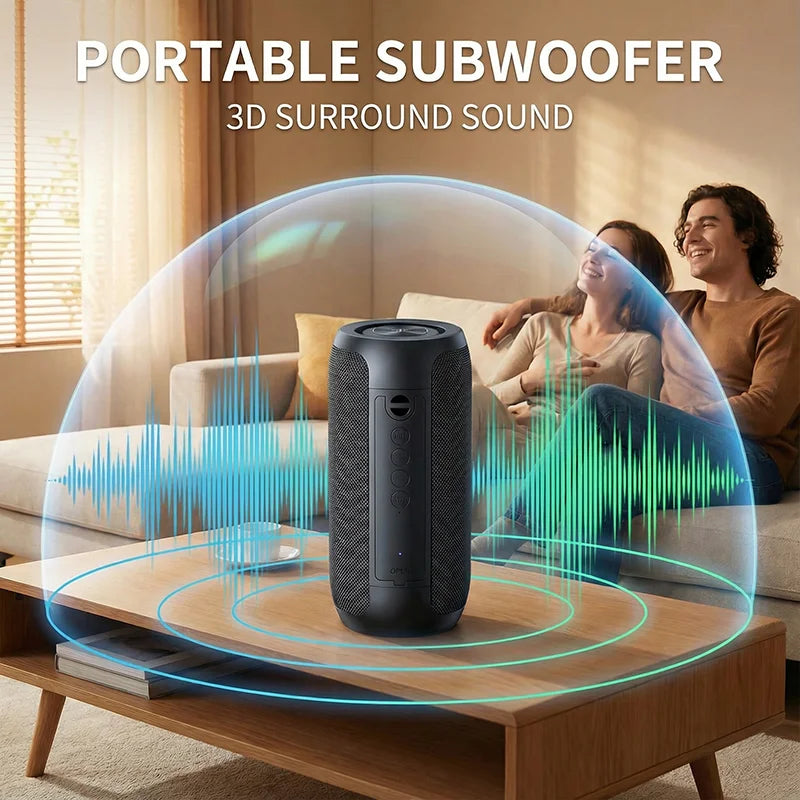 Enceinte Bluetooth Portable KaiAqua – Basses Puissantes, Subwoofer, TF/USB/AUX, Camping