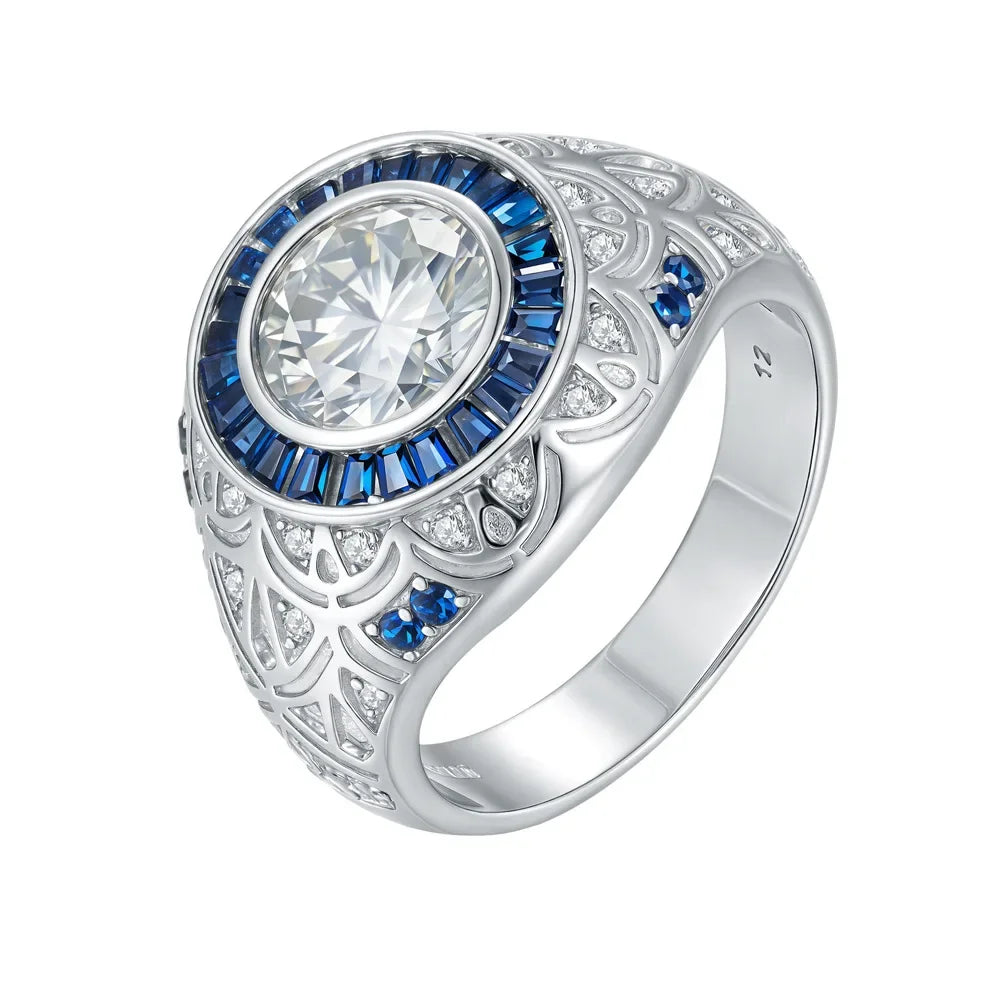 Bague Halo Vintage Moissanite 3CT Argent 925 Or 18K – CLEVI Paris