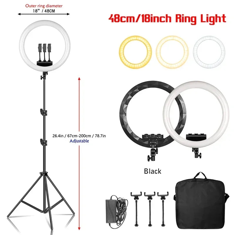 Anneau LED SH 18 pouces et supports au choix – CLEVI Paris
