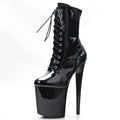 Bottines Femme Plateforme Talon Aiguille 20 cm Zip Noir Brillant & Mat – CLEVI Paris