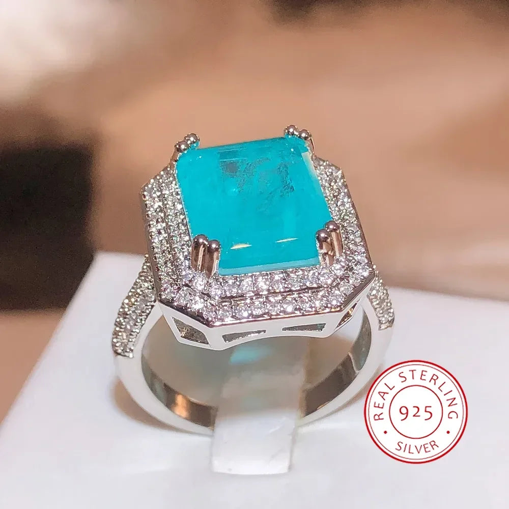 Bague Zircon Paraiba Rose Bleu Vert | Argent 925 – CLEVI Paris