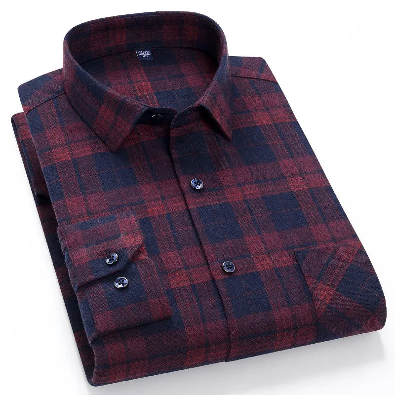 Chemise Homme Manches Longues Coton Carreaux Style Britannique – CLEVI Paris