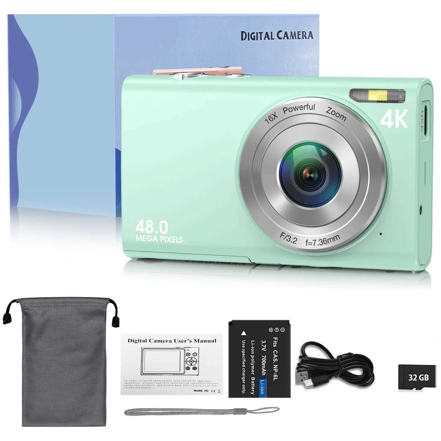 Appareil Photo Numérique 4K Autofocus 48MP – Écran 2,8", Zoom 16x, Carte 32Go en Option – Idéal Débutants & Enfants