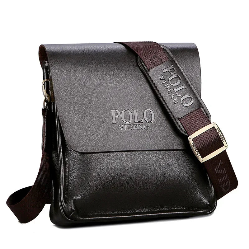Sacoche Homme Bandoulière Verticale Business 3 Compartiments Noir Marron – CLEVI Paris