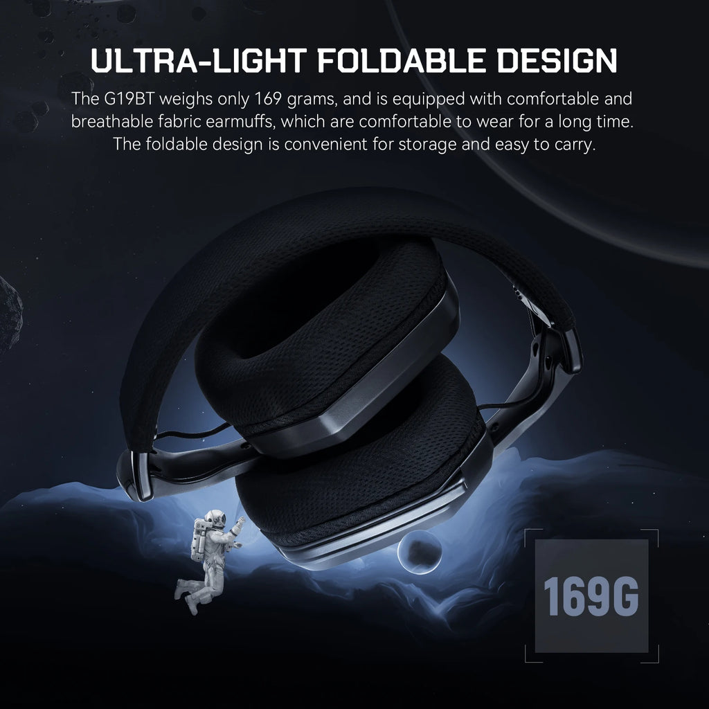 Casque Gaming SuperEQ G19BT Tri-Mode 2.4G BT 5.4 RGB 35h 50mm Micro 100° PS5 PC – CLEVI Paris