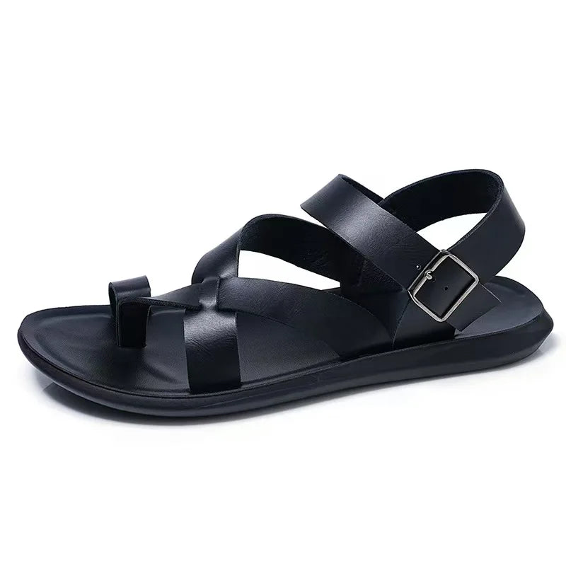 Sandales Gladiateur Homme – Cuir Fendu, Velcro, Semelle Cuir Pleine Fleur, Style Romain | Noir, Marron ou Blanc