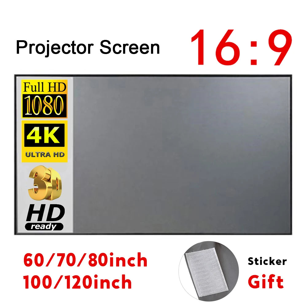 Toile de Projection Portable 16:9 Grise – Anti-Lumière, Sans Cadre, 60 à 120 Pouces, Home Cinéma & Bureau – CLEVI Paris