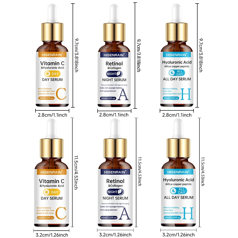 Sérum Visage HISENRAIN | Vitamine C + Rétinol + Acide Hyaluronique | Anti-Âge & Éclat | Certifié CPNP – CLEVI Paris