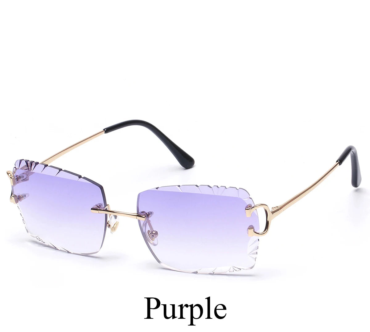 Lunettes de Soleil Sans Monture Taille Diamant UV400 Branches Métal Unisexe – CLEVI Paris