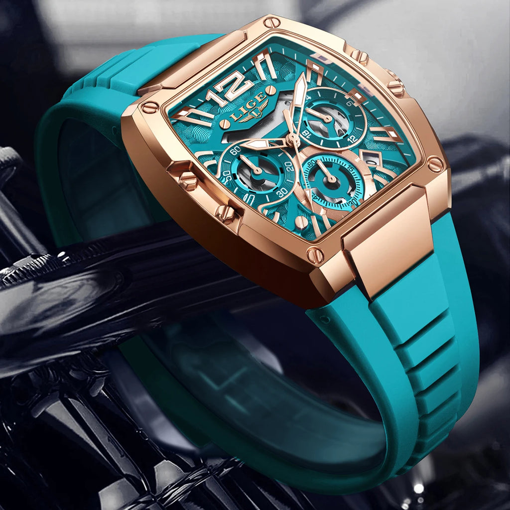 Montre Quartz Homme LIGE LG89206 – Chronographe Sport Militaire, Silicone & 6 Coloris