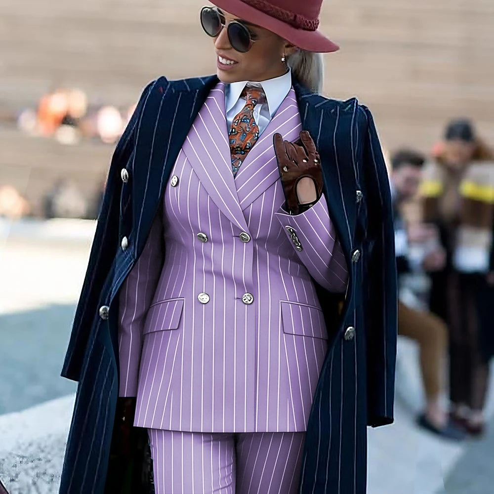 Tailleur 3 pièces femme rayé élégant – CLEVI Paris
