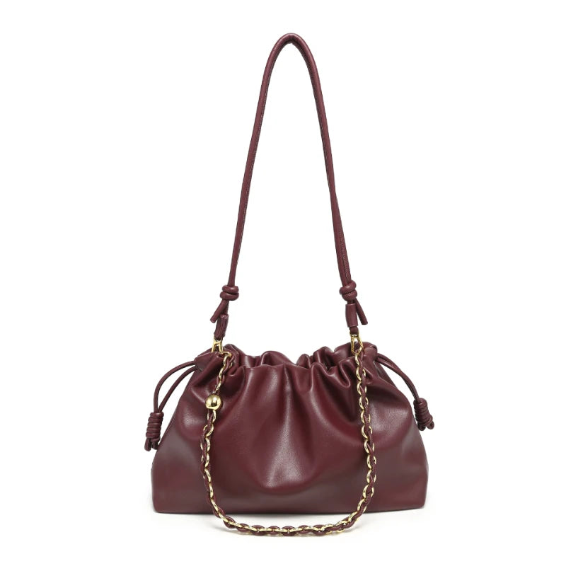 Sac Seau Femme Plissé Nuage Bandoulière Chaîne 6 Coloris – CLEVI Paris