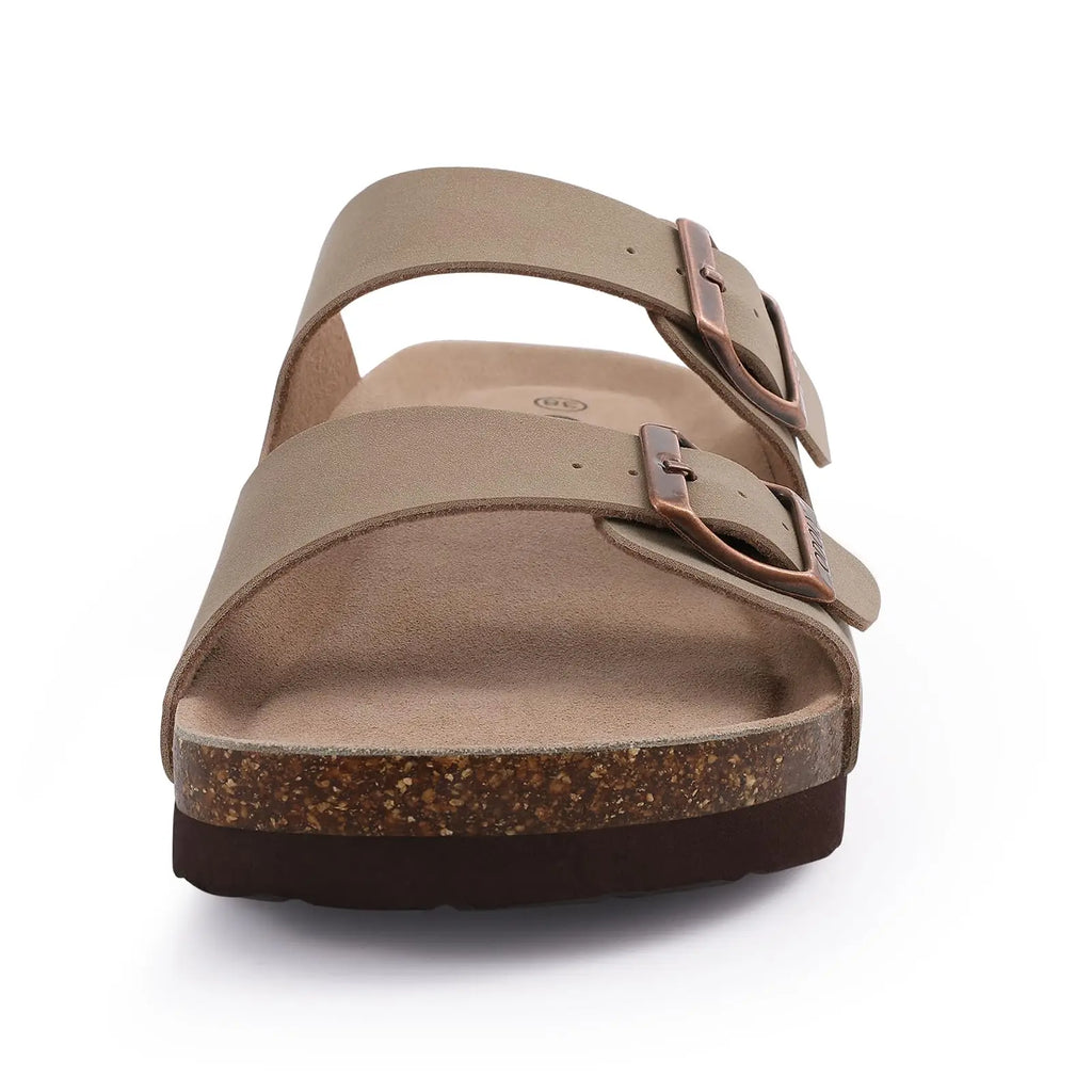 Sandales Homme Été – Cuir PU, Semelle Liège Soutien Plantaire, Slides Outdoor | 6 Coloris