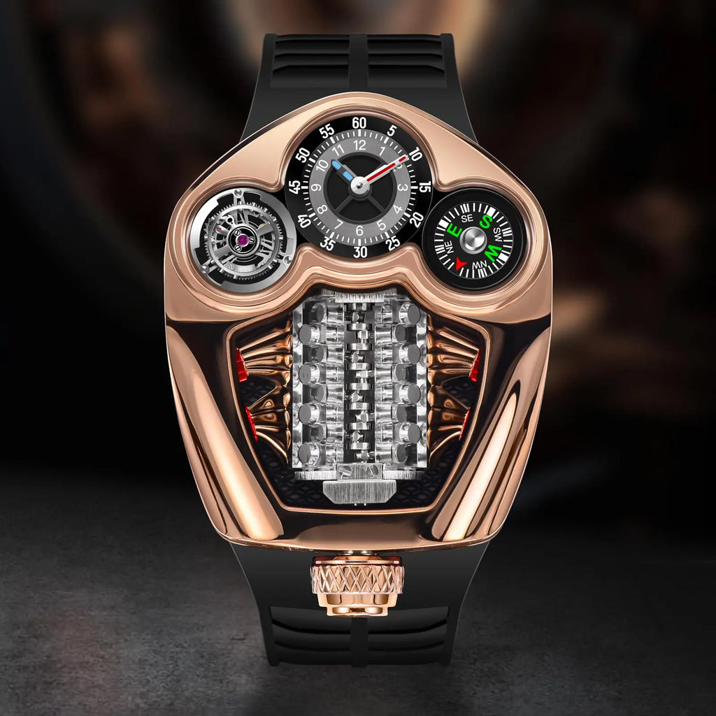 PINDU PD6658 Montre Homme Quartz Suisse Boussole Acier Forme Moteur 50M – CLEVI Paris