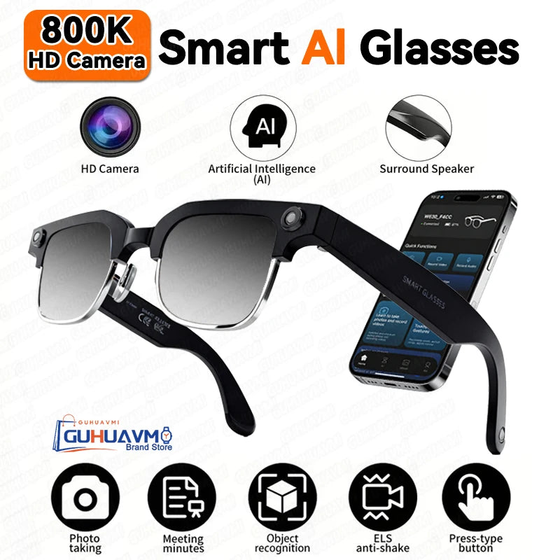 Lunettes Intelligentes AI GUHUAVMI W630 Double Caméra 8MP Wi-Fi Assistant Vocal – CLEVI Paris