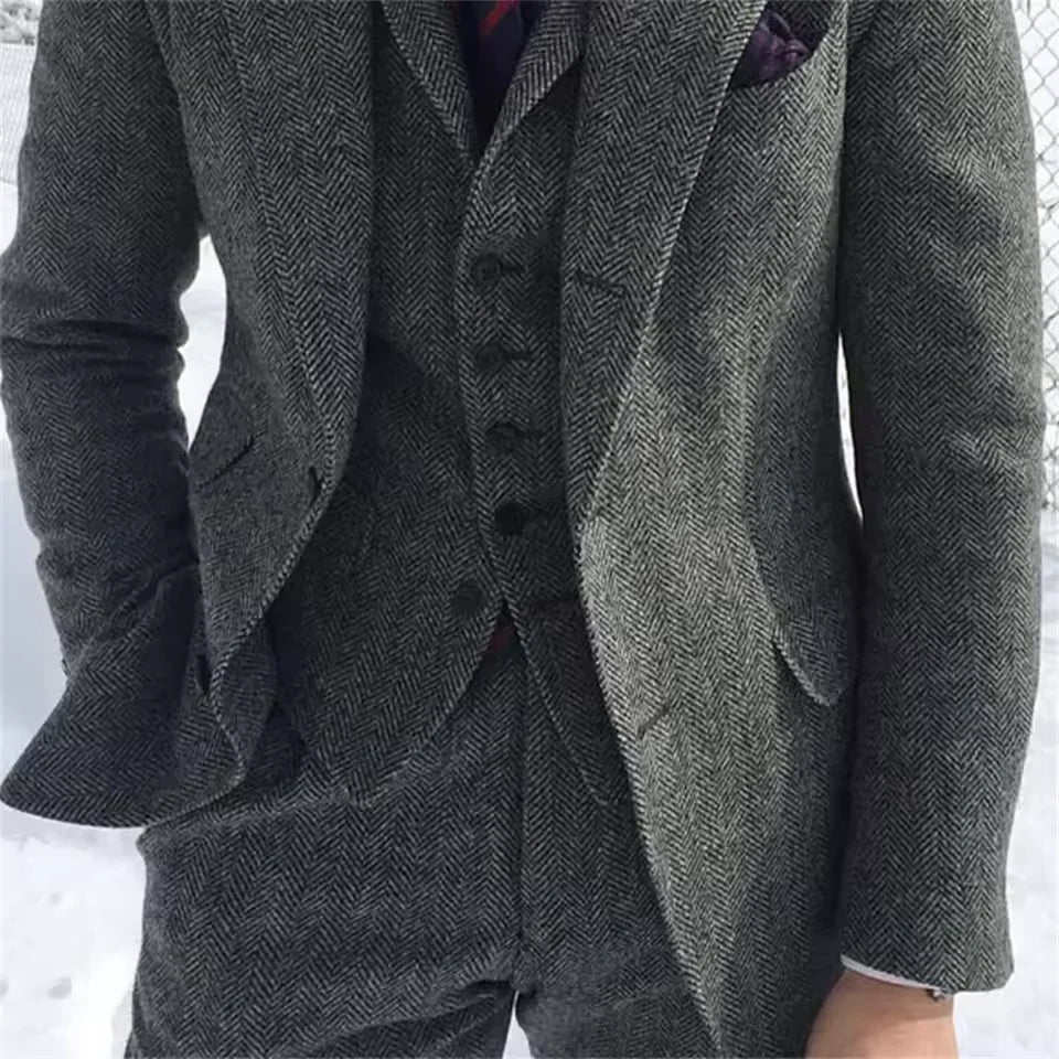 Costume homme 3 pièces habillé à chevrons – CLEVI Paris