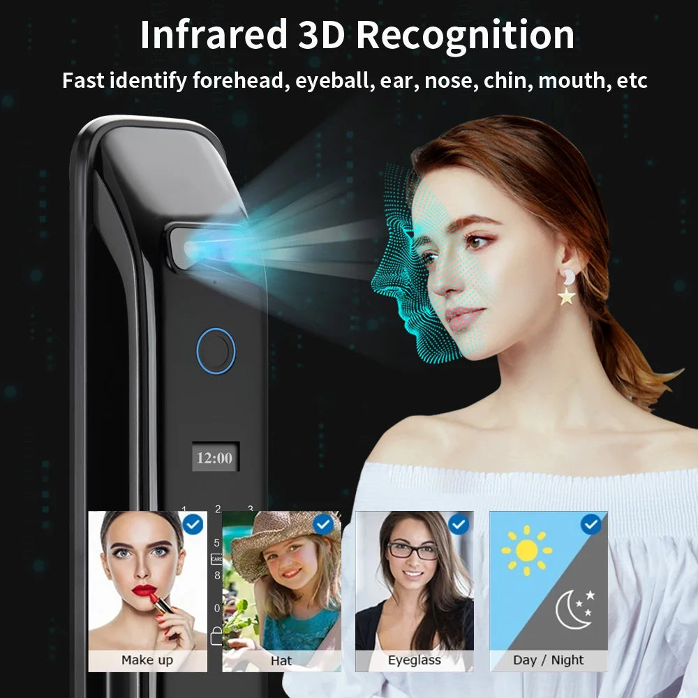 Serrure Connectée XSDTS DF03XF Reconnaissance Faciale 3D Intercom Caméra WiFi – CLEVI Paris