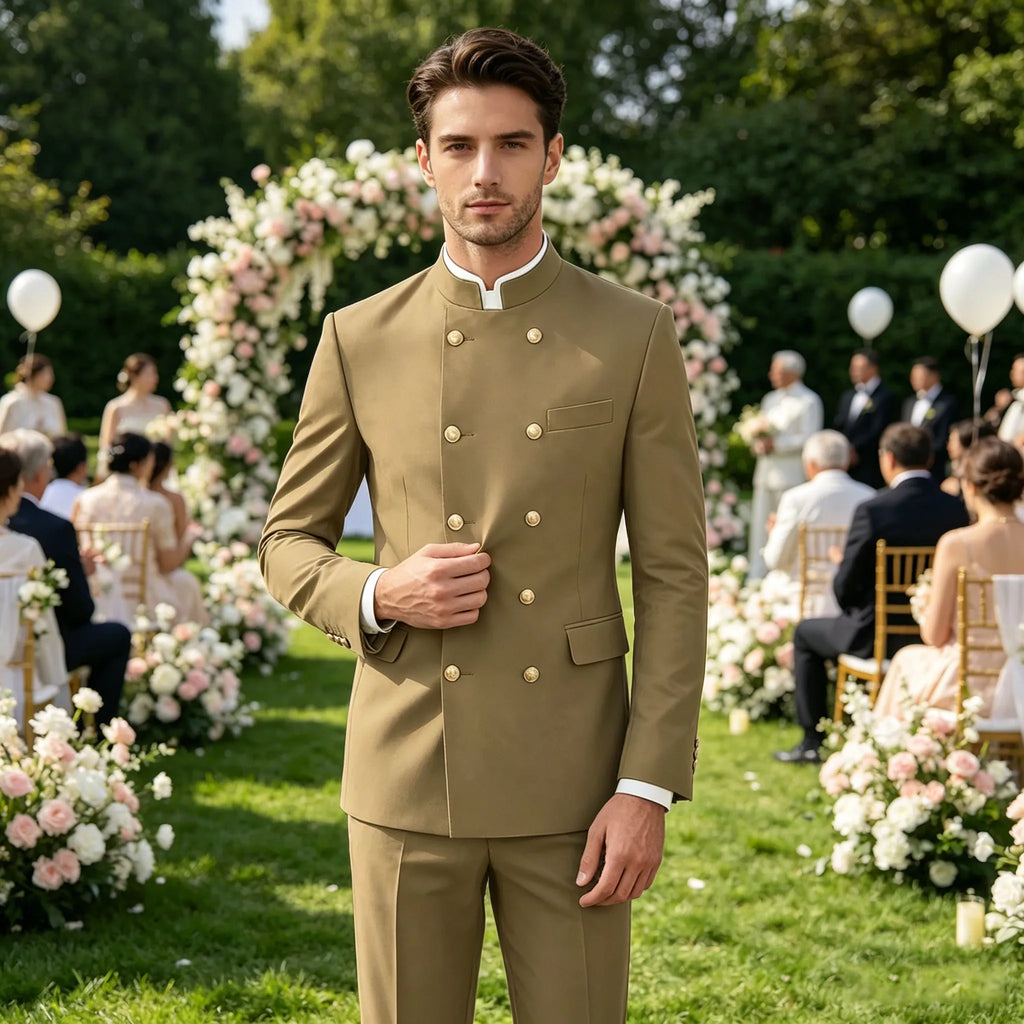 Costume Col Mandarin Homme Croisé – CLEVI Paris