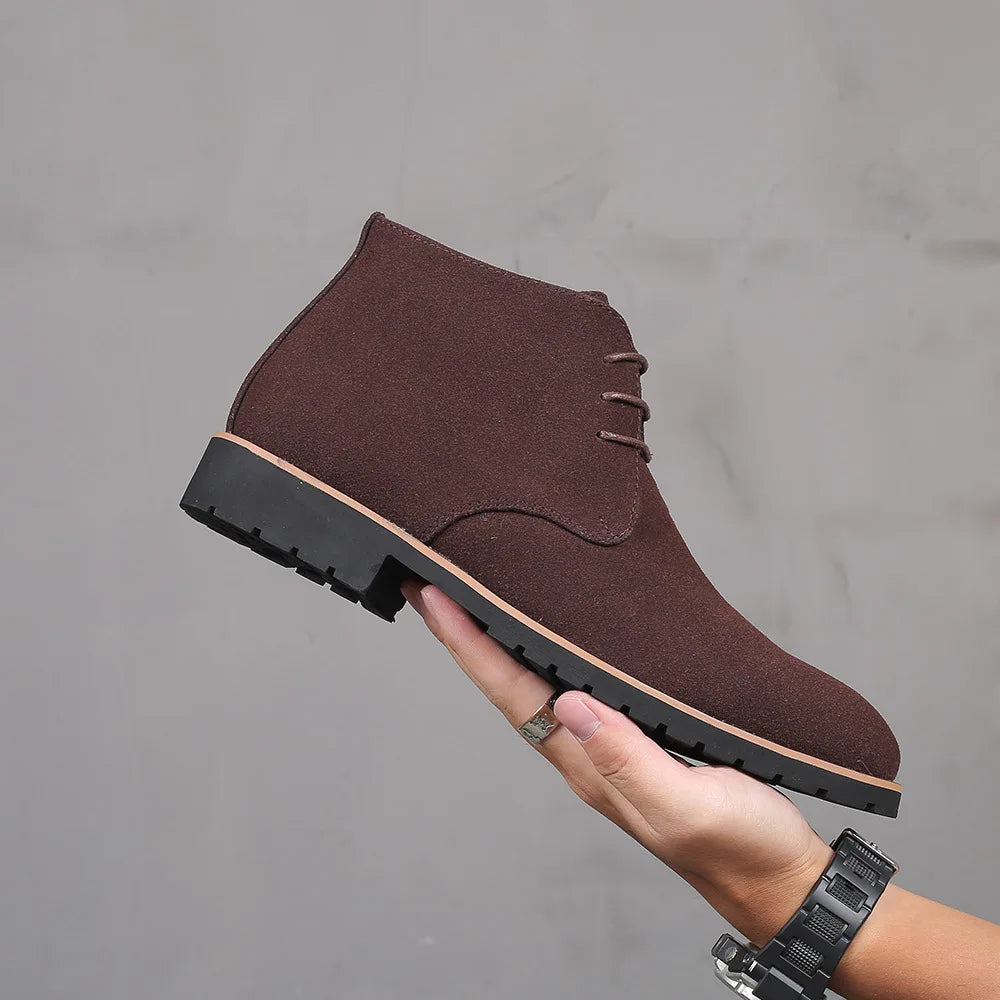 Boots Chelsea Homme Faux Suède Bout Rond Style Britannique | Bleu Marron Noir EU 38-48