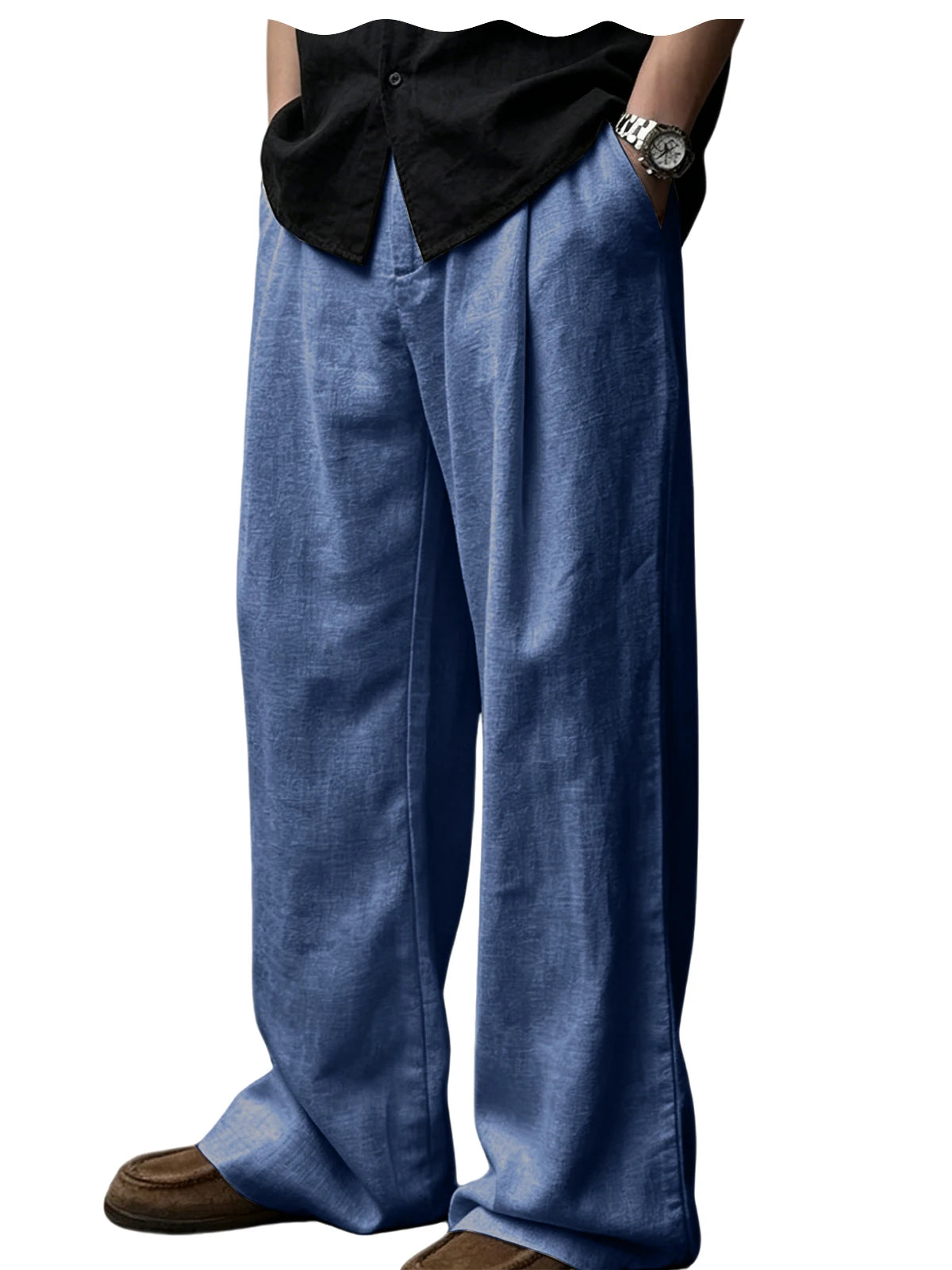 Pantalon homme plissé taille haute jambes larges – CLEVI Paris