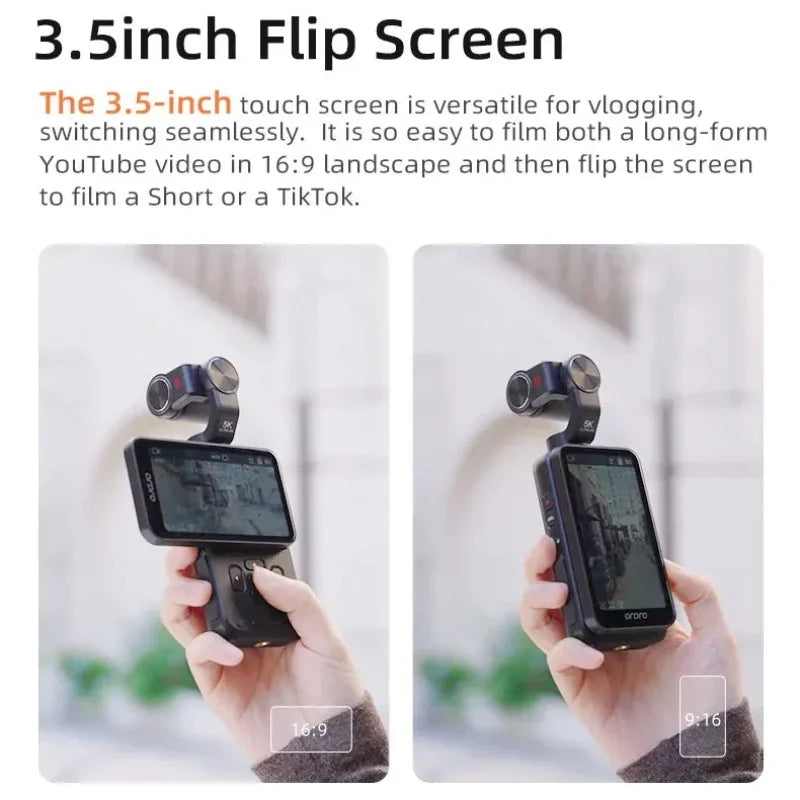 Caméra Action POMIACAM M5 5K Gimbal 3 Axes Sony CMOS Écran 3,5" Suivi Visage IR – CLEVI Paris