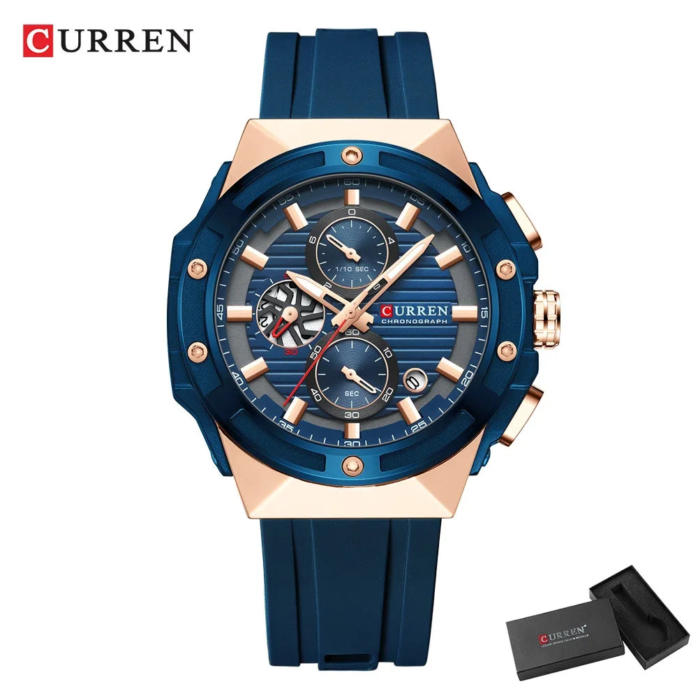 CURREN Montre Quartz Japonais Homme Sport Cadran Créatif Silicone Lumineux 45mm – CLEVI Paris