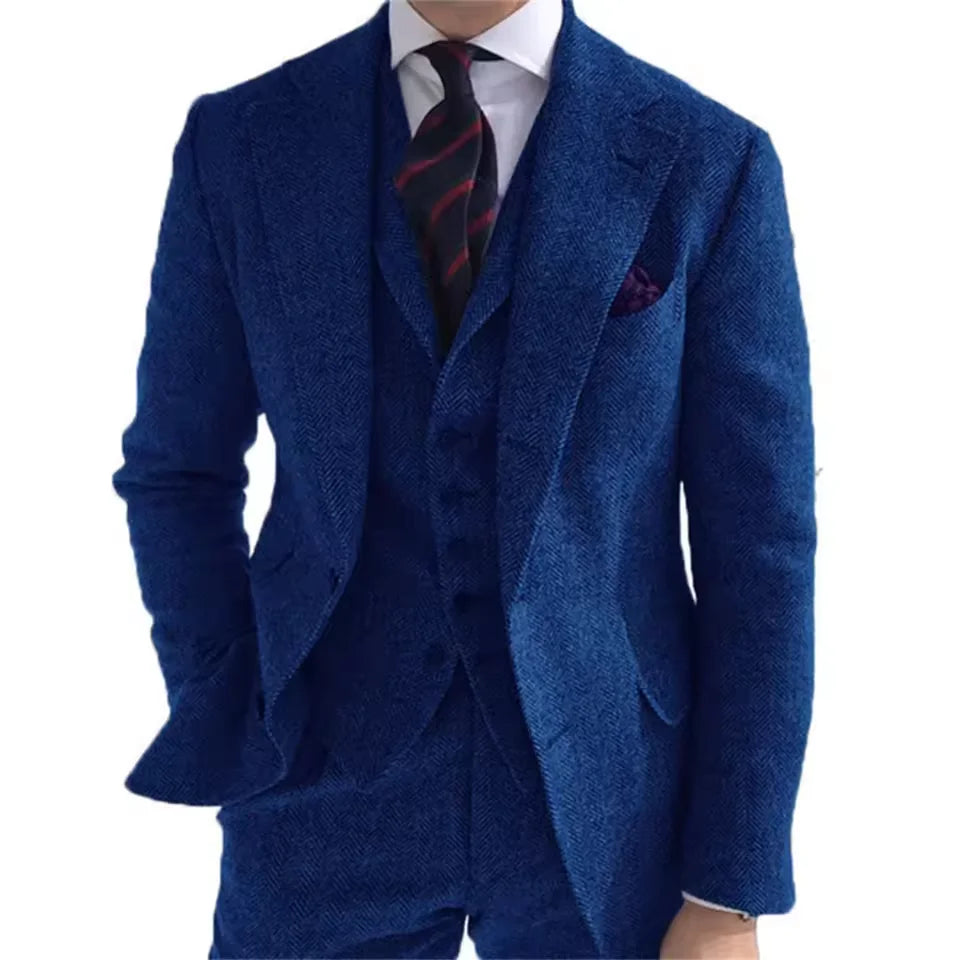 Costume homme 3 pièces habillé à chevrons – CLEVI Paris