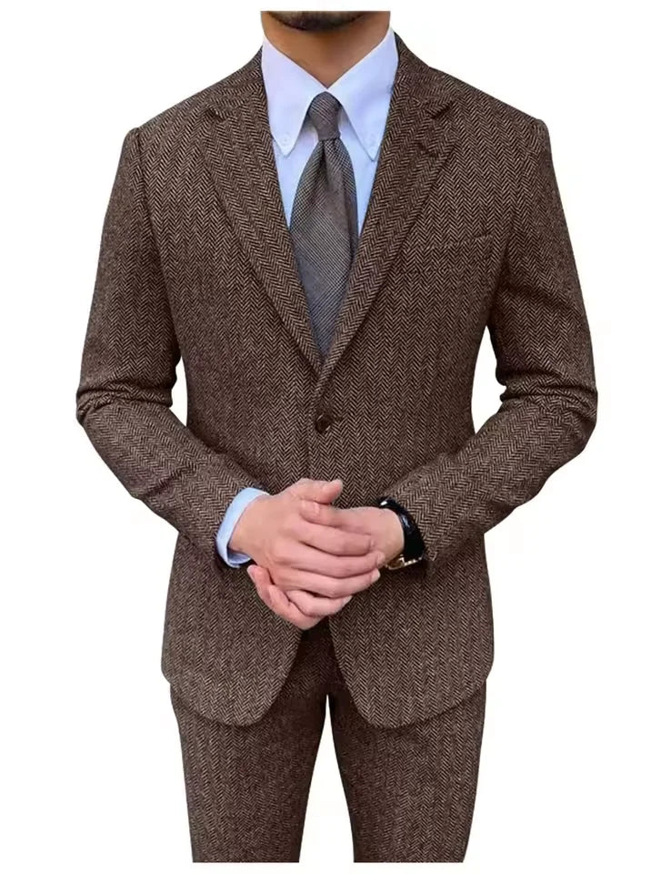 Costume homme 3 pièces classique à chevrons – CLEVI Paris