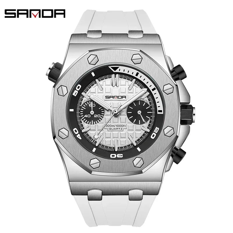 SANDA 7027 Montre Homme Double Affichage Analogique LED Bracelet PU 53mm Multifonctions 3 ATM 3 Coloris – CLEVI Paris