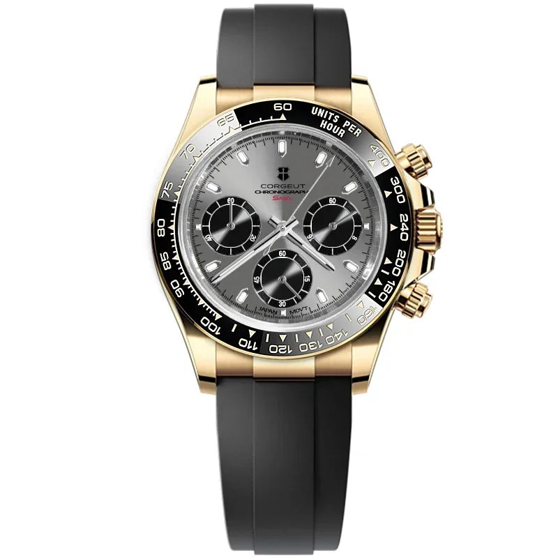 Montre Chronographe Homme Corgeut 9002 Quartz VK63 Saphir 100m Silicone – CLEVI Paris