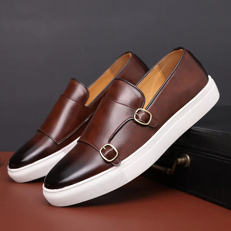 Mocassins Homme Style Britannique | Cuir Grain Serpent Slip-On