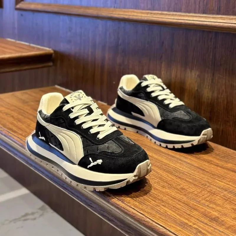 Sneakers Homme Casual Semelle Épaisse – Cuir | Respirant | Imperméable | 3 Coloris | Tailles 39-44