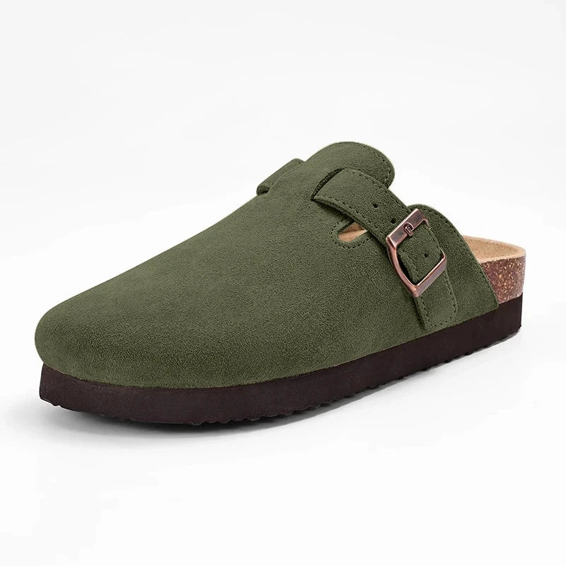 Mules Suède Boucle Métal Semelle Liège Soutien de Voûte | Mixte EU 36-46