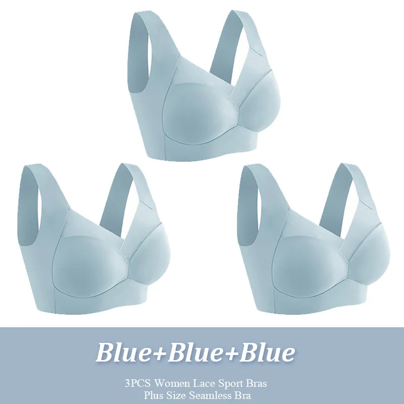 Lot de 3 Soutiens-Gorge Sport Sans Armature | Dentelle, Sans Coutures, Grande Taille – CLEVI Paris