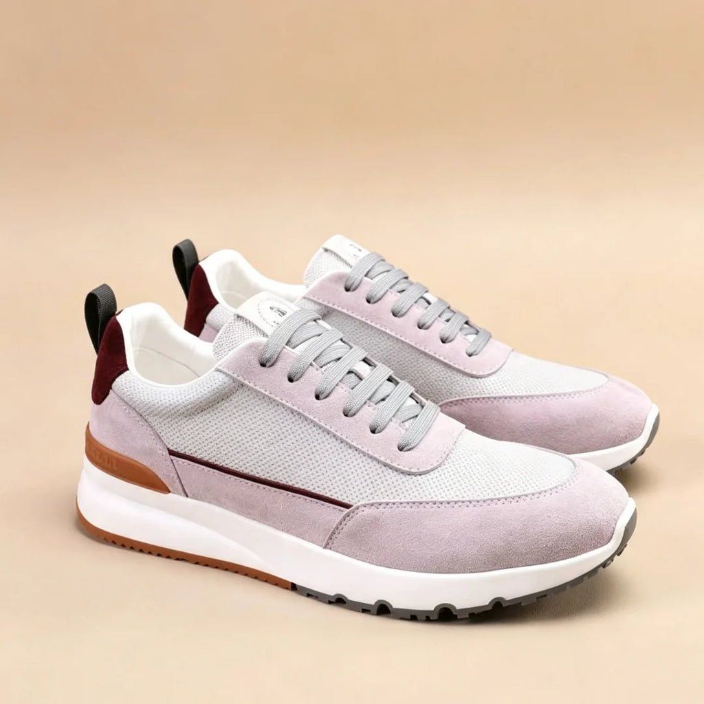 Sneakers Cuir Perforé Homme Lacets & Daim – CLEVI Paris