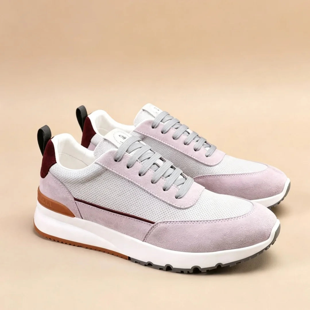 Sneakers Cuir Perforé Homme Lacets & Daim – CLEVI Paris