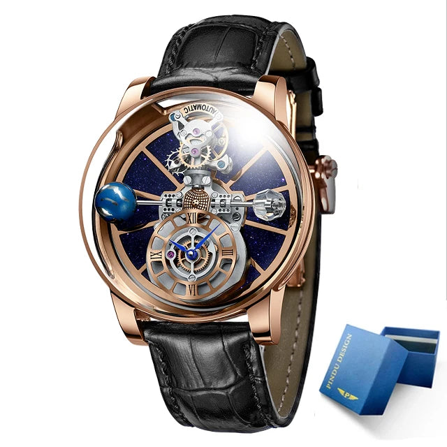 Montre Homme Quartz Ciel Étoilé Verre Courbé Transparent Cuir 10 Bar – CLEVI Paris