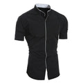 Chemise Casual Homme – Manches Courtes, Couleur Unie, Coupe Droite
