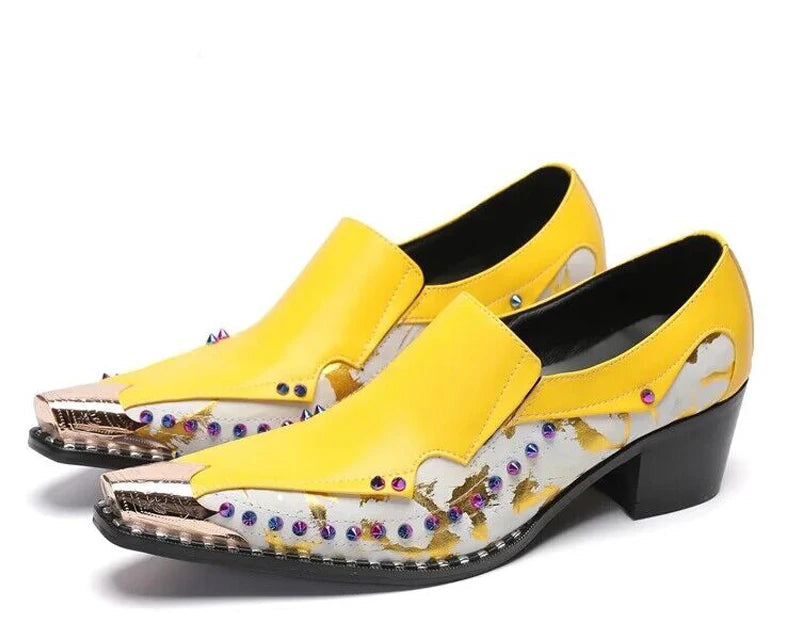 Oxford Homme Cuir Vache Bout Pointu Imprimé Serpent Slip-On Plateforme Rehaussant EU 36-49 – CLEVI Paris