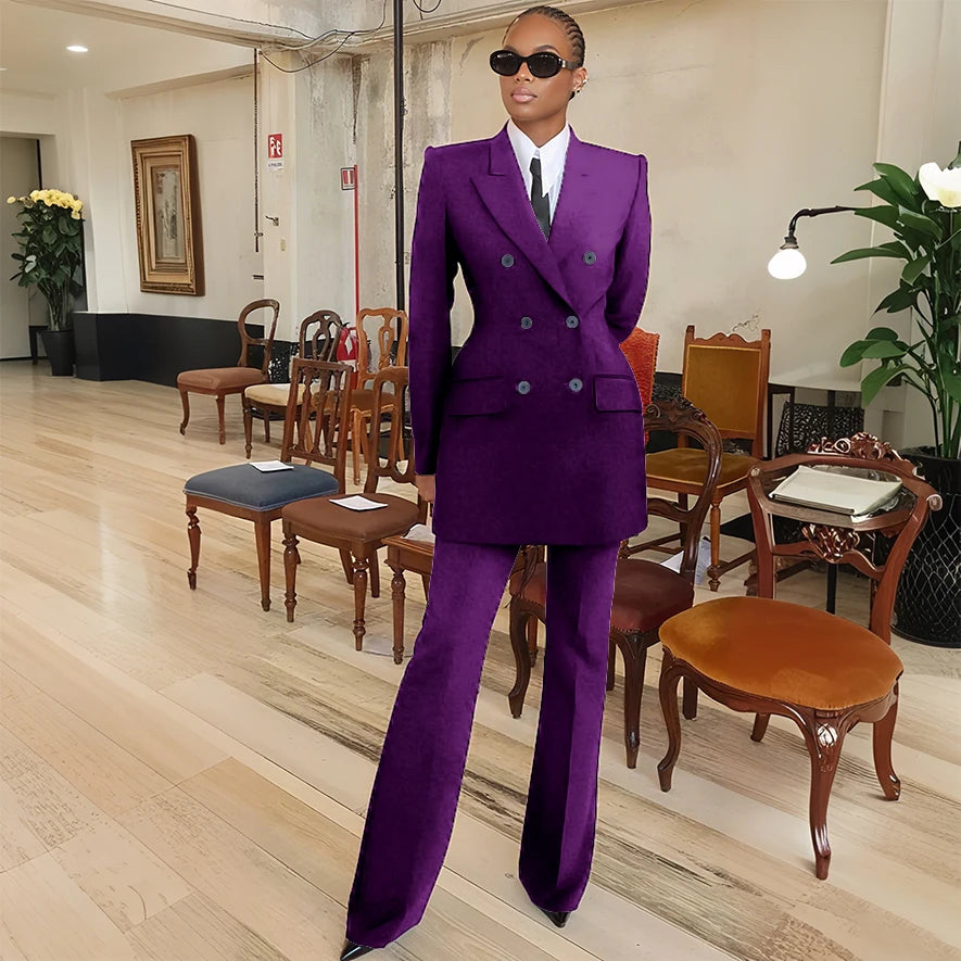 Tailleur femme blazer et pantalon évasé – CLEVI Paris