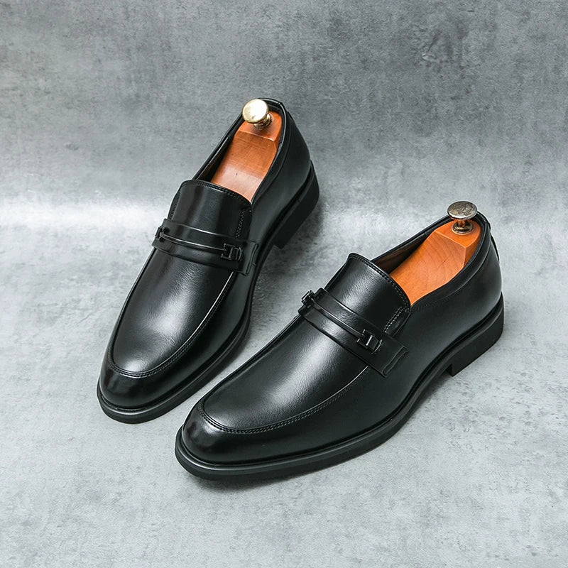 Mocassins Loafers Cuir Homme Bout Rond Slip-On | Noir Marron EU 38-46